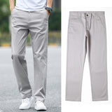 2020 Summer New Men's Thin Cotton Khaki Casual Pants Business Solid Color Stretch Trousers Brand Male Gray Plus Size 40 42 44