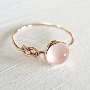 Huitan Romantic Rose Gold Color Ring Women Solitaire Pink Stone Princess Party Finger Accessories Fashion Jewelry Ring Cute Gift