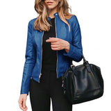 Women Fashion Autumn Winter Cardigan Jacket Short Faux Leather Suit Coat Outwear Clothes Plus Size 4XL