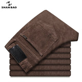 SHAN BAO Corduroy Comfortable Cotton Straight Slim Casual Pants 2020 Autumn/Winter Brand Clothing Business Men's Fitted Pants