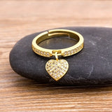 2020 Dropshipping 6 Styles Romantic Love Heart Rings Charm Copper Cubic Zirconia Wedding Engagement Rings for Women Girls Gifts