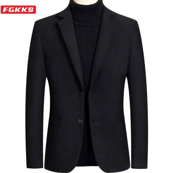 FGKKS Blazer Mens British Stylish Male Blazer Suit Jacket Business Casual One Button Regular Blazer For Men