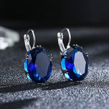 Hot Sell Oval Shape Crystal Earring 6 Colors Cubic Zirconia Stone Hoop Earrings For Women and Girls Fashion Party Jewelry