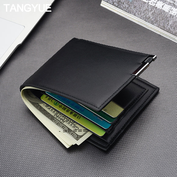 Slim Men's Wallet Male of Leather Small Mini Design Leather Thin Luxury Brand Card Coin Purse for Men Wallets portomonee heren