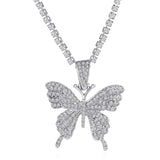Iced Out Butterfly Necklace Set Cuban Link Chain Choker Necklace Women Girls Butterfly Chains Bling Hip Hop Pendant Jewelry