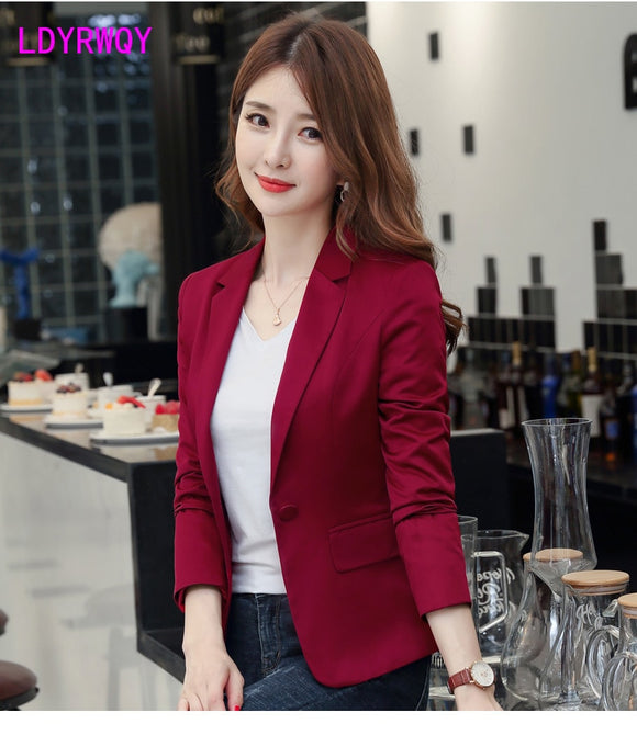 2020 new autumn Korean version of the women's self-cultivation of the skinny casual jacket red suit female Regular  Full