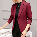 Women's Blazer 2020 Red Long Sleeve Blazers Pockets Jackets Coat Slim Office Lady Jacket Female Tops Suit Blazer Femme Jackets