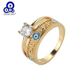 Lucky Eye Gold Color Evil Eye Rings Crystal Luxury Party Ring For Women Men Ring Jewelry Bridal Sets EY2852