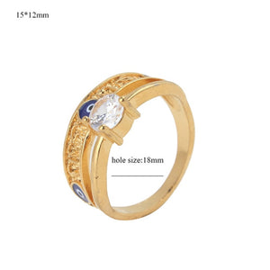 Lucky Eye Gold Color Evil Eye Rings Crystal Luxury Party Ring For Women Men Ring Jewelry Bridal Sets EY2852