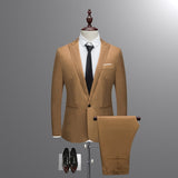 ZOGAA Men's 2 Pieces Sets Classic Blazers Suit Men Business Blazer Tops and Pants Suits Spring Autumn Men's Wedding Party Set