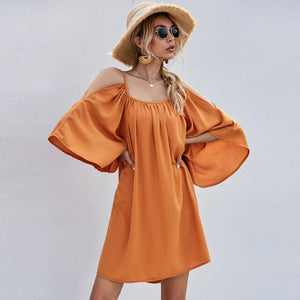 KANCOOLD dress Women's Ladies Loose Solid O-neck Half Sleeve Backless Mini Dress Summer Vacation style new dress women 20627