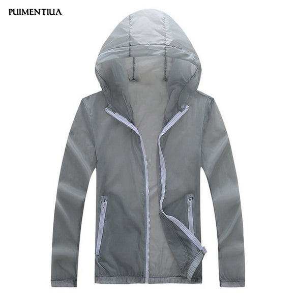 Puimentiua 2019 Men Outdoor Sports Camping Hiking Sun Protection Quick-drying Clothing UV Protection Jacket Male Summer Solid