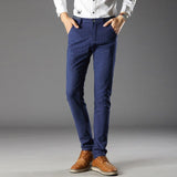 Men Casual Pants Elastic Male Quality Cotton Long Trousers lattice straight business Pant Large size 2019 Spring hot sale