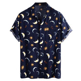 Mens Shirts Small Floral Printed Turn Down Collar Short Sleeve Casual Single Breasted Shirts джинсовая рубашка