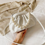 Luxury Pearl Folds Design Women Bags PU Leather Crossbody Bags For Women 2020 Female Fashion Wild Shoulder Handbags Casual Tote