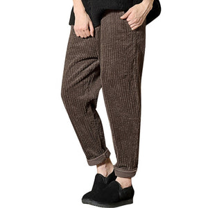 Women Pants 2019 Solid Color Harem Pants Women Elastic Waist Autumn Winter Corduroy Pants Womens Casual Trousers Plus Size 4XL