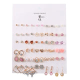 30Pairs/set Classic Mix Round Ball Bow Elephant Heart Flower Owl Love Pearl Bead Stud Earrings Sets For Women Girl Gifts Jewelry