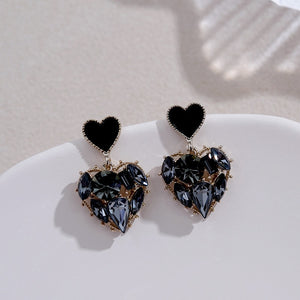 2020 New Arrival Trendy Grey Crystal Love Heart Dangle Earrings For Women Sweet Fashion Jewelry Fashion Oorbellen