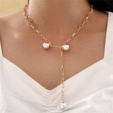 Modyle Punk Vintage Coin Pendant Choker Necklace for Women Gold Color Long Chain Simulated Pearl Wedding Necklace Jewelry Gift
