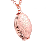 Romantic Photo Pendant Jewelry Retro copper Carved flower Photo Locket Necklace Fashion Women Photo Necklace