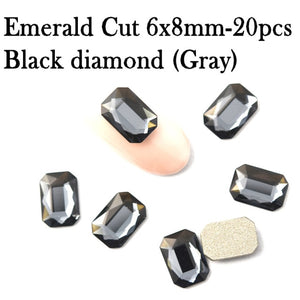20pcs Nail Rhinestones Rectangle Flat Back Crystal Shiny 3D Strass Gem Stone Manicure Nail Art Decoration Charms Jewelry