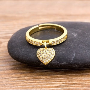 2020 New Fashion 6 Styles Heart Shaped Rings For Women Gold Color Adjustable Ring Best Party Wedding Anniversary Jewelry Gift