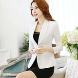 Long/ 3/4 Sleeve Blazer Women Ladies Blazers Sleeve OL Business Office Suit Jackets Female Pink White Black Blaser Femme