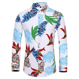 Many styles men long-sleeved plus size 7XL shirt fashion rose plant flower printed shirt Hawaii leisure vacation men's clothing