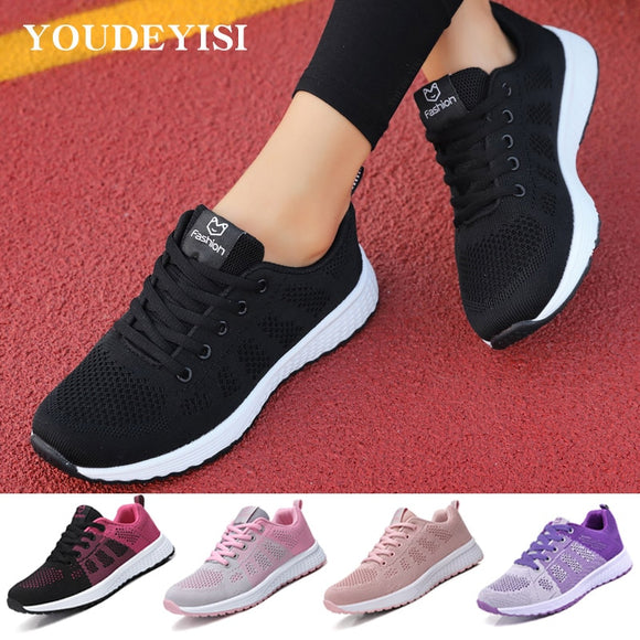 2020 Sneakers Women Shoes Flats Casual Ladies Shoes Woman Lace-Up Mesh Light Breathable Female zapatillas de deporte para mujer