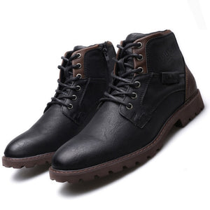 RayZing Men Boots Spring Winter Boot American Style Vintage Fashion Shoes for Man Big Sizes 39-48 Martin Boots with Side Zipper