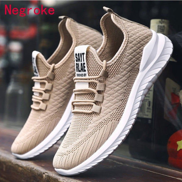 Brand Fashion Men Casual Shoes Light Breathable Mesh Shoes Men Sneakers Lace Up Black White Sneaker Shoes 2021 New Hot Spring