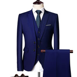 Pure Color Men Formal Suits  Fashion Business Casual Banquet Male Suit Jacket +Vest + Pants Size 6XL 2/3 Piece Suits for Wedding