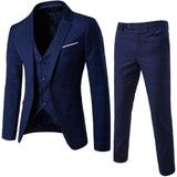 New 3 Pieces Business Blazer +Vest +Pants Suit Sets Men Autumn Fashion Solid Slim Wedding Set Vintage Classic Blazers Male