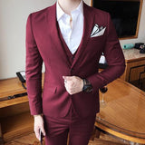 Solid Color slim fit male 3 piece suits wedding dress men Business Casual blazer Wedding Prom Dinner Suits Groomsman Wear tuxedo