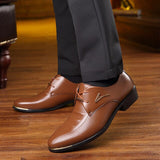 Merkmak Men Dress Shoes Fashion Pointed Toe Men's Business Casual Shoes Brown Black Leather Oxfords Shoes Big Size 38-48