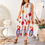 FREE OSTRICH Dress Women's Plus Size Sleeveless Tassels Floral Print V-Neck Vest Dress Party Beach Girls Ladies 725
