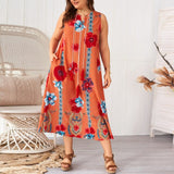 FREE OSTRICH Dress Women's Plus Size Sleeveless Tassels Floral Print V-Neck Vest Dress Party Beach Girls Ladies 725
