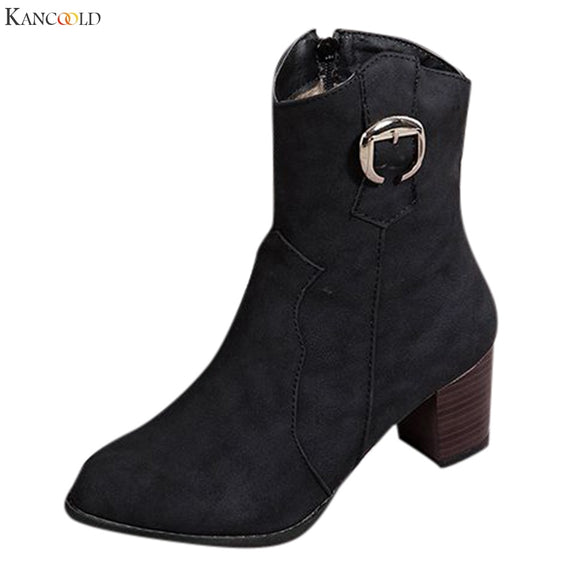 KANCOOLD Women's Shoes Fashion Bare Winter women Boots Thick Heel Pumps Fahion sexy ankle boots for women Pointed Shoes female