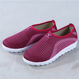 2020 Women Mesh Flat Casual Walking Stripe Sneakers Loafers Soft Shoes Breathable Comfort Spring Autumn Ladies Shoes