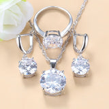 Wedding Jewelry Sets With Natural Crystal 925 Silver Bridal Fashion Accessories Necklace And Earrings Ring For Women Gift