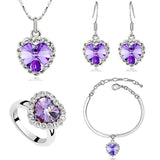 the newest fashion Necklace Earrings darkblue Austrian Crystal rhinestones the heart of ocean Pendant women Jewelry sets
