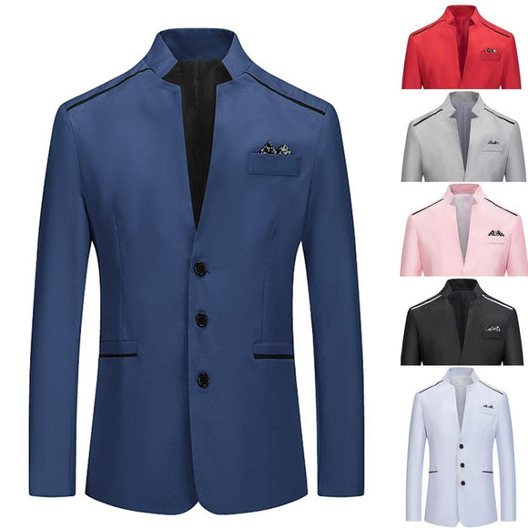 New male English Style Jackets coat Men's Stylish Casual Patchwork Business Wedding Party Outwear Coat Suit Tops Thick Overcoats
