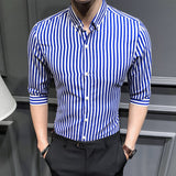 2021 New Shirts for Men Clothing Korean Slim Fit Half Sleeve Shirt Men Casual Plus Size Business Formal Wear Chemise Homme 5XL-M