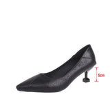 Fashion Women Pumps Soft Leather Female High Heel Shoes Woman Pointed Toe Office Ladies Comfortable Slip On Dress Shoes Two Wear