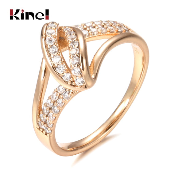 Kinel Natural Zircon Bride Wedding Ring 585 Rose Gold Fashion Cross Crystal Rings for Women Beach Party Vintage Jewelry 2021 New
