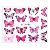 3D Watercolor Butterflies Sliders Nail Art Water Transfer Decal Sticker Blue Valentine's Day Nail Decoration Tattoo Manicure