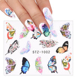 3D Watercolor Butterflies Sliders Nail Art Water Transfer Decal Sticker Blue Valentine's Day Nail Decoration Tattoo Manicure