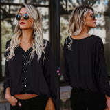 Casual Long Sleeve Blouse Women V Neck Button Loose Comfort Ladies Office Shirts Moda Feminina Cheap Clothes China Ey*
