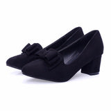 2021 slipony Brand Big Size Women spring shoes bow square shoe heel women Female Ladies Party With Bow slip on Brand Women Pumps