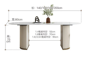 Dining table small family light luxury furniture Nordic style rectangular Marble Slate dining table
